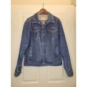 Vintage Saddle King Western Key Industries Blue Denim Jacket Size 44 Tall